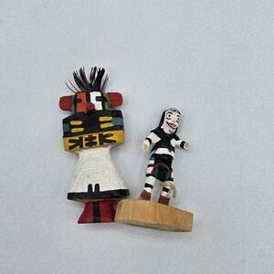 2 Vintage Miniature Kachina Dolls Wooden Souvenir Hopi Native American